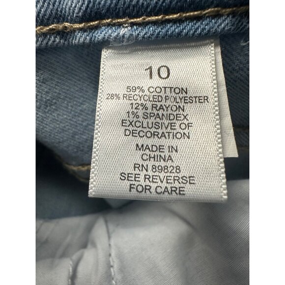 LOGO Lori Goldstein Patchwork Boyfriend Jeans 10 Light Wash Cropped Cuffed Boho - Picture 5 of 10